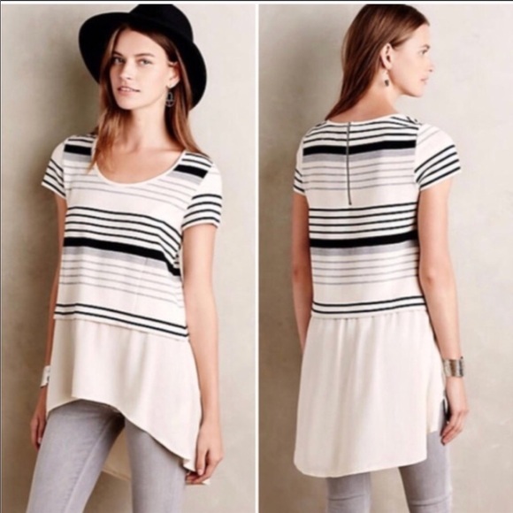 Anthropologie Tops - Anthropologie Deletta Gradient Stripe Tee Size S